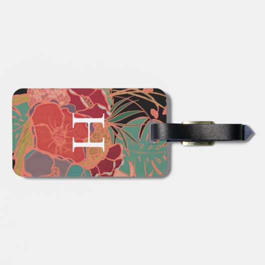 Monogrammed Floral Bohemian  Bagagelabel