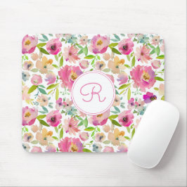Monogrammed Floral Boho Pastel Waterverf Muismat