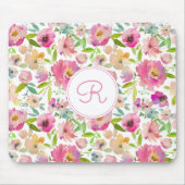 Monogrammed Floral Boho Pastel Waterverf Muismat (Voorkant)