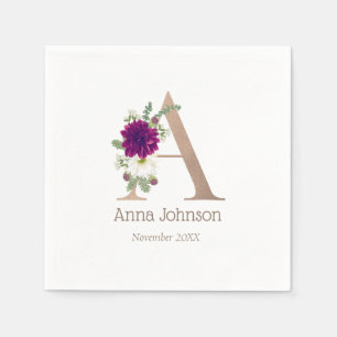 Monogrammed floral bouquet custom letter A Servet