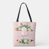  Monogrammed Floral Bridesmaid Tote Bag (Achterkant)