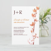 Monogrammed Floral Cotton Verloving Invitation Kaart (Staand voorkant)