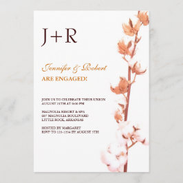 Monogrammed Floral Cotton Verloving Invitation Kaart