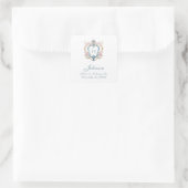  Monogrammed Floral Crest Retouradres Vierkante Sticker (Tas)