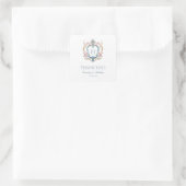 Monogrammed Floral Crest Wedding Bedankt Vierkante Sticker (Tas)