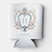  Monogrammed Floral Crest Wedding Blikjeskoeler (Voorkant)