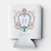  Monogrammed Floral Crest Wedding Blikjeskoeler (Achterkant)