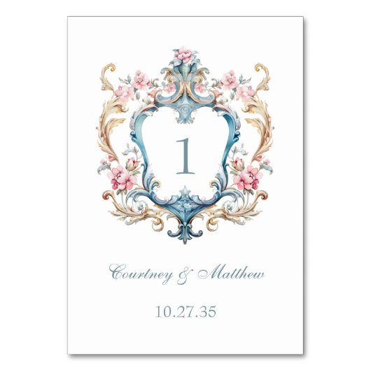  Monogrammed Floral Crest Wedding Kaart (Achterkant)