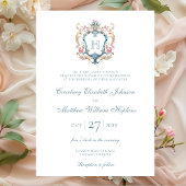 Monogrammed Floral Crest Wedding Kaart