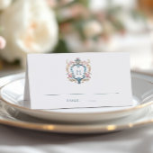  Monogrammed Floral Crest Wedding Plaatskaartje