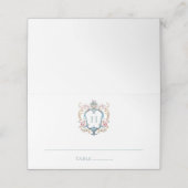  Monogrammed Floral Crest Wedding Plaatskaartje (Buitenkant ongevouwen)