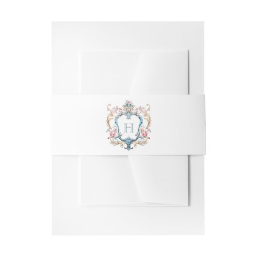  Monogrammed Floral Crest Wedding Uitnodigingen Wikkel (Voorkant Voorbeeld)