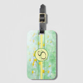 Monogrammed Floral Daisies Bagagelabel (Voorkant (verticaal))