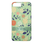 Monogrammed Floral Design Metallic accent Case-Mate iPhone Case (Achterkant)