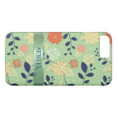 Monogrammed Floral Design Metallic accent Case-Mate iPhone Case (Achterkant (Horizontaal))