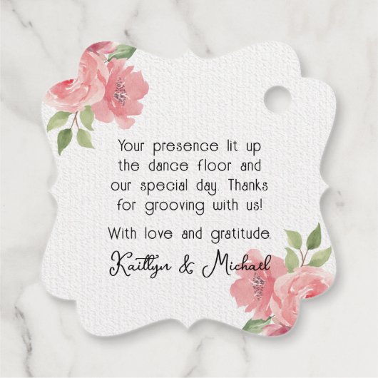 Monogrammed Floral Disco Ball Bruiloft Dank u Bedankjes Labels (Achterkant)