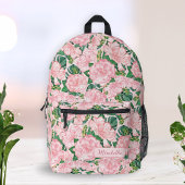 Monogrammed Floral Elegant Roze Bedrukte Rugzak