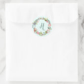 Monogrammed Floral Envelope Seal Ronde Sticker (Tas)