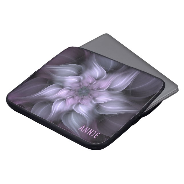 Monogrammed Floral Fractal Laptop Sleeve (Voorkant top)
