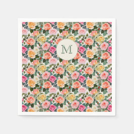  Monogrammed Floral Garden Rozen Elegant Servet