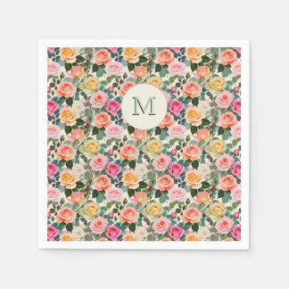  Monogrammed Floral Garden Rozen Elegant Servet