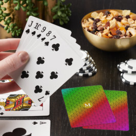 Monogrammed Floral Green Paars Diagonaal Patroon Pokerkaarten