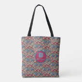 Monogrammed  Floral Houndstooth Plaid Tote Bag (Achterkant)