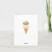 Monogrammed Floral Ice Cream Cone Shower Dank u Bedankkaart (Achterkant)