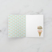 Monogrammed Floral Ice Cream Cone Shower Dank u Bedankkaart (Binnen)