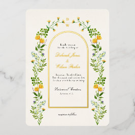Monogrammed Floral in Arch lijst Folie Invitation Folie Uitnodiging