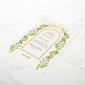 Monogrammed Floral in Arch lijst Folie Invitation Uitnodiging (Gedraaid)