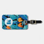 Monogrammed Floral Pattern Bagagelabel (Voorkant horizontaal)