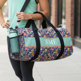 Monogrammed Floral Pattern Gym Bag Plunjezak