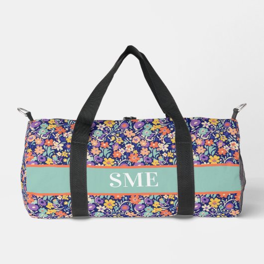 Monogrammed Floral Pattern Gym Bag Plunjezak (Voorkant)
