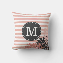 Monogrammed Floral Pink White Stripes Pattern Kussen
