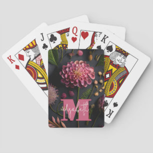 Monogrammed Floral Pokerkaarten