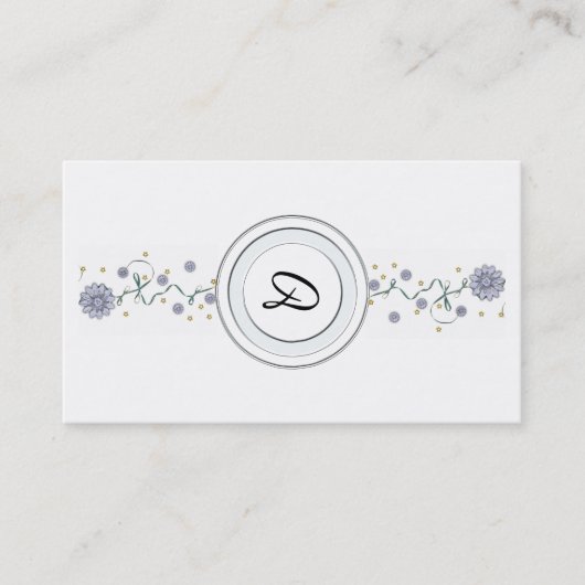Monogrammed Floral Profile Visitekaartjes Sjabloon (Voorkant)