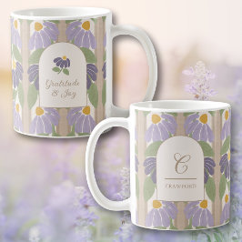 Monogrammed Floral Stripe Mug – Personalized Gift  Koffiemok