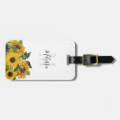 Monogrammed Floral Sunflower Paspoort Bagagelabel (Voorkant horizontaal)
