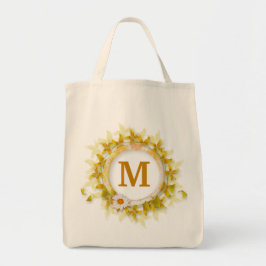 Monogrammed Floral Tote Bag