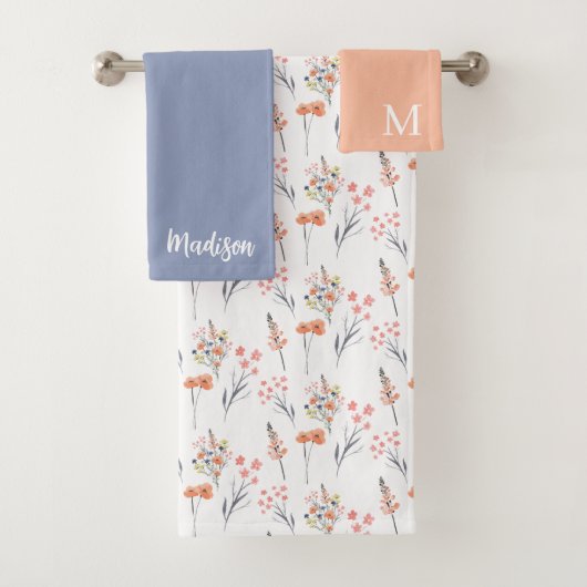 Monogrammed Floral Towel Set Bad Handdoek (Insitu)