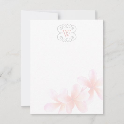 Monogrammed Floral Tropical Theme Blank Note Cards Kaart (Voorkant)