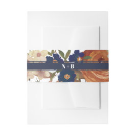 Monogrammed Floral Wedding Uitnodigingen Wikkel