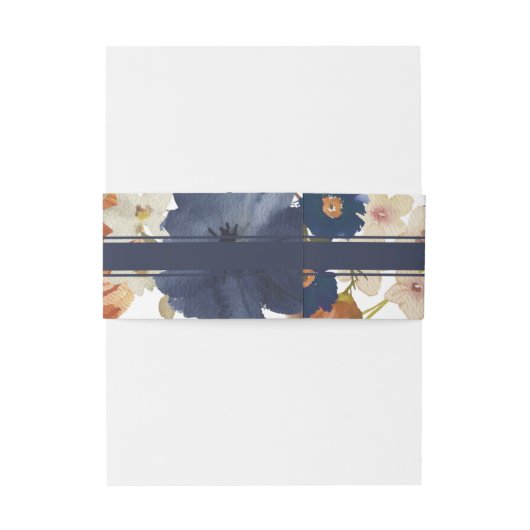 Monogrammed Floral Wedding Uitnodigingen Wikkel (Achterkant Voorbeeld)