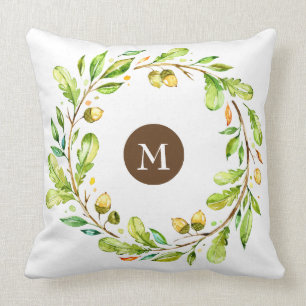 Monogrammed Floral Wreath Kussen