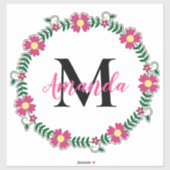 Monogrammed Floral Wreath Sticker (Vel)