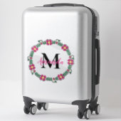 Monogrammed Floral Wreath Sticker (Koffer)