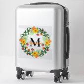 Monogrammed Floral Wreath Sticker (Koffer)