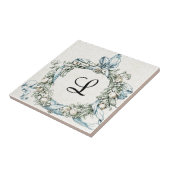 Monogrammed Floral Wreath Tegeltje (Zijkant)
