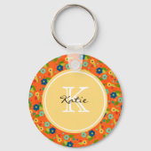 Monogrammed Flower Sleutelhanger (Voorkant)